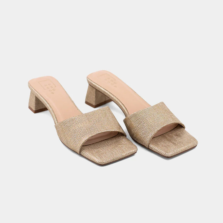 The Gold Woven Fortune Heels