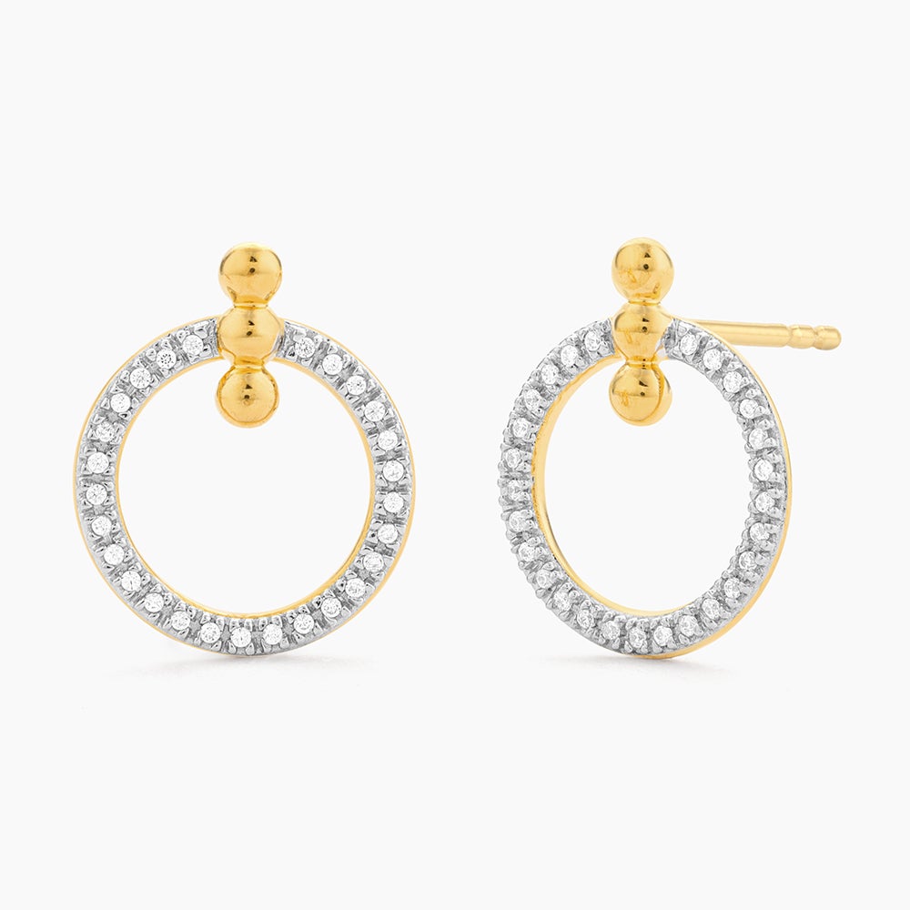ES Three Pinned Globes Circle Stud Earrings