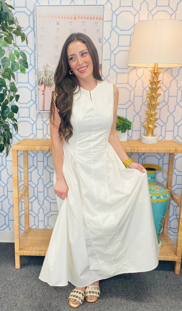 The Cream Gathered Midi