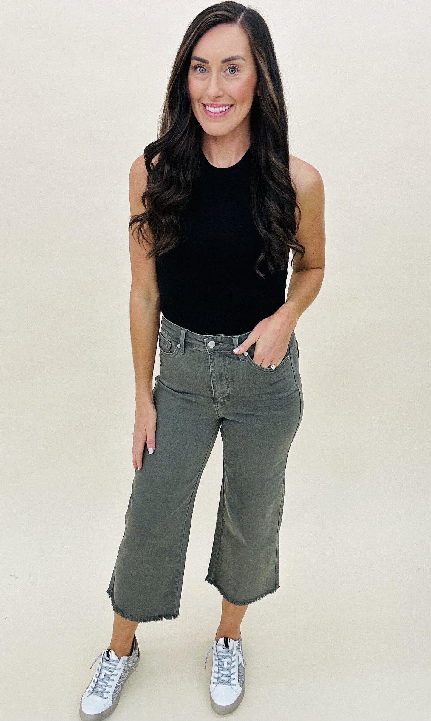 The JB Olive Frayed Jeans-All Sizes