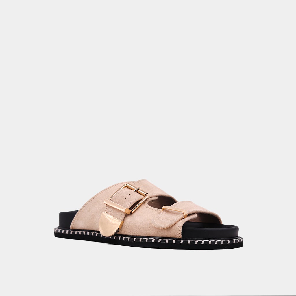 The Beige Suede Charlotte Sandals
