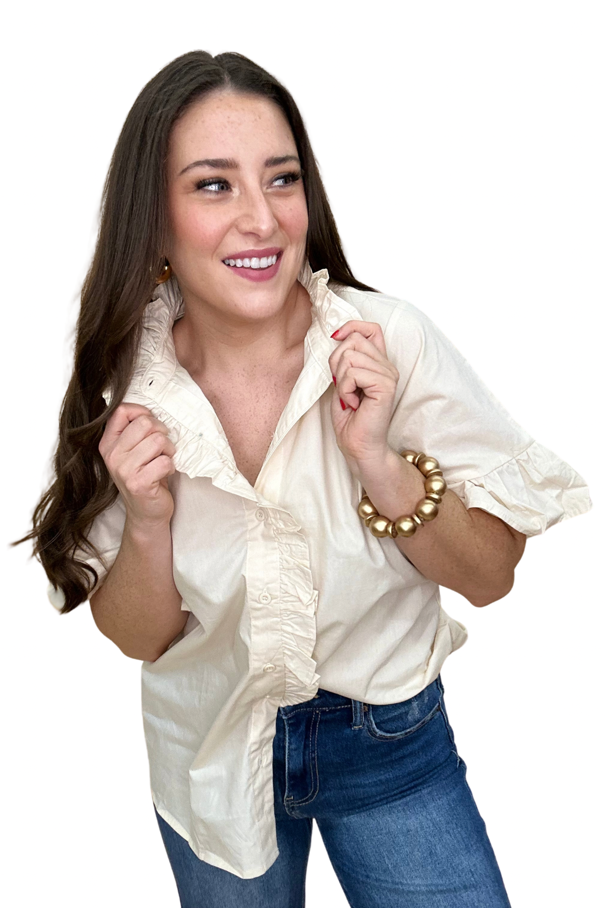 The Creamy Ruffle Top