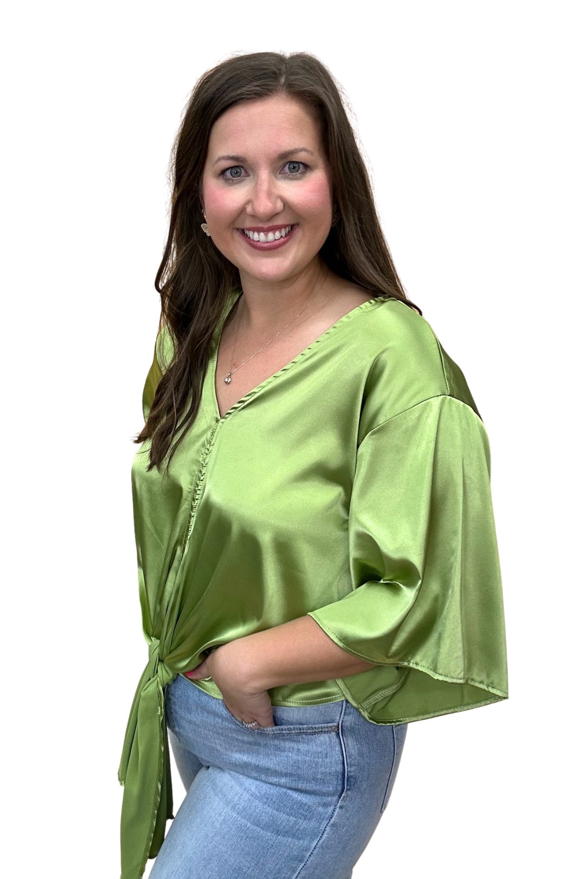 The Solid Satin Tie Top-4 Colors