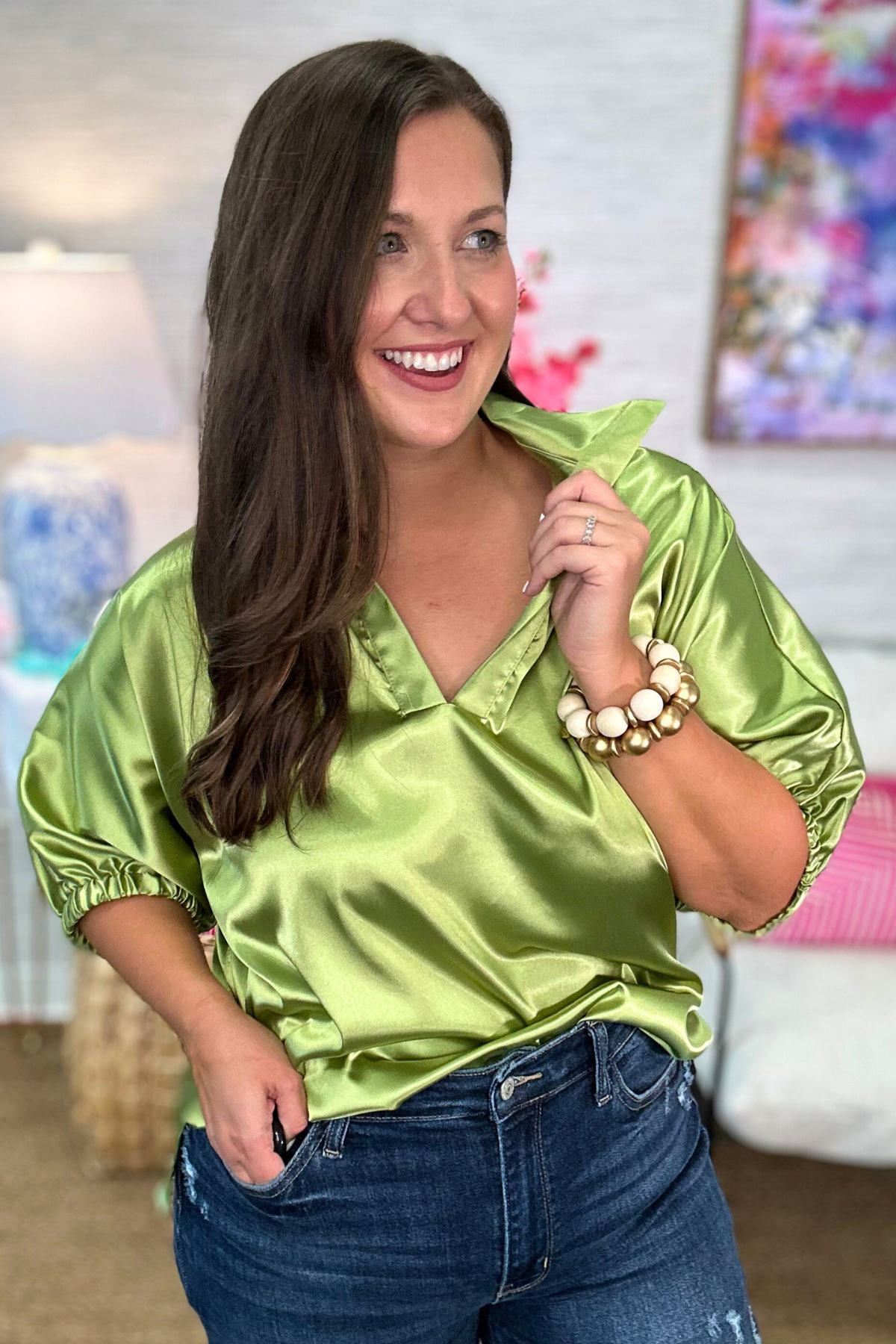 The Solid Satin Sloan Top-4 Colors
