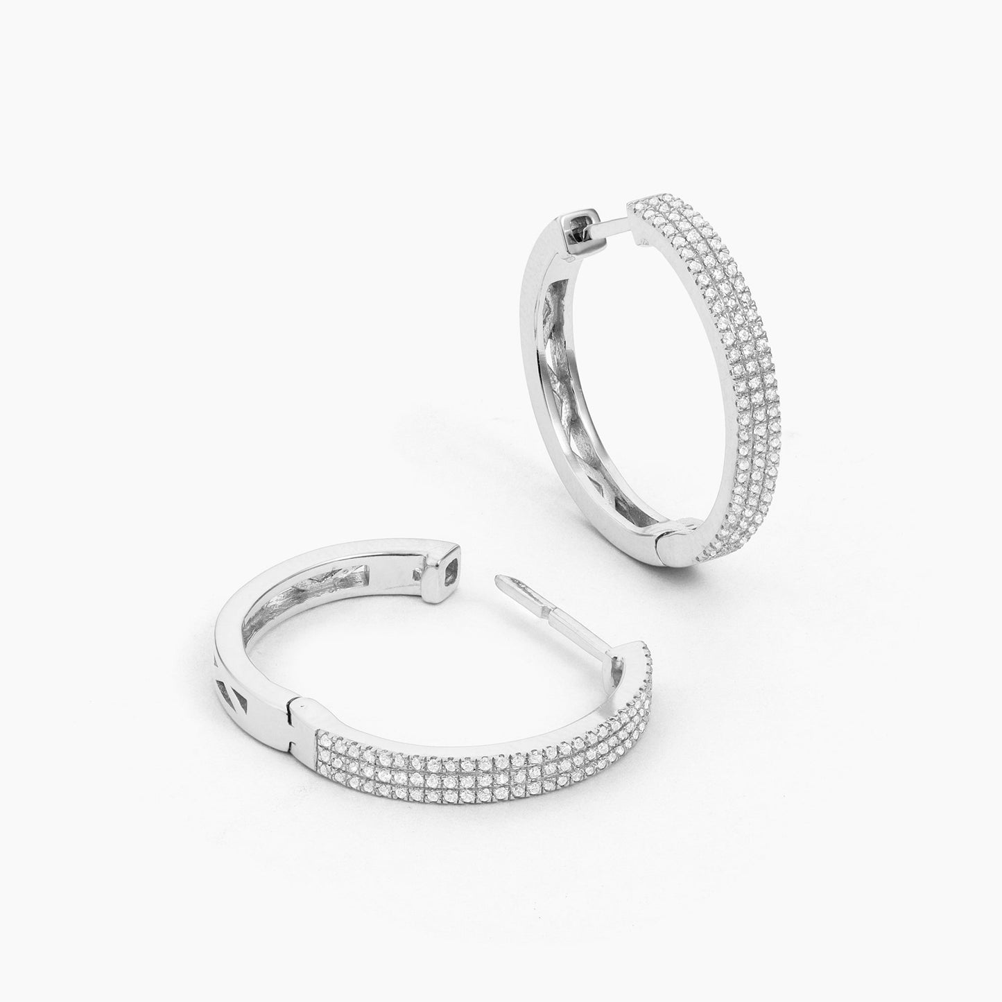 ES Triple Diamond Row Hoop Earrings