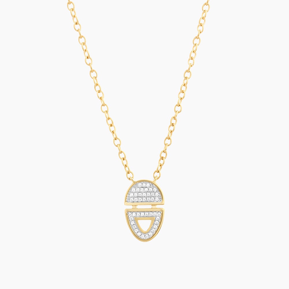 ES Half-Full Oval Pendant Necklace