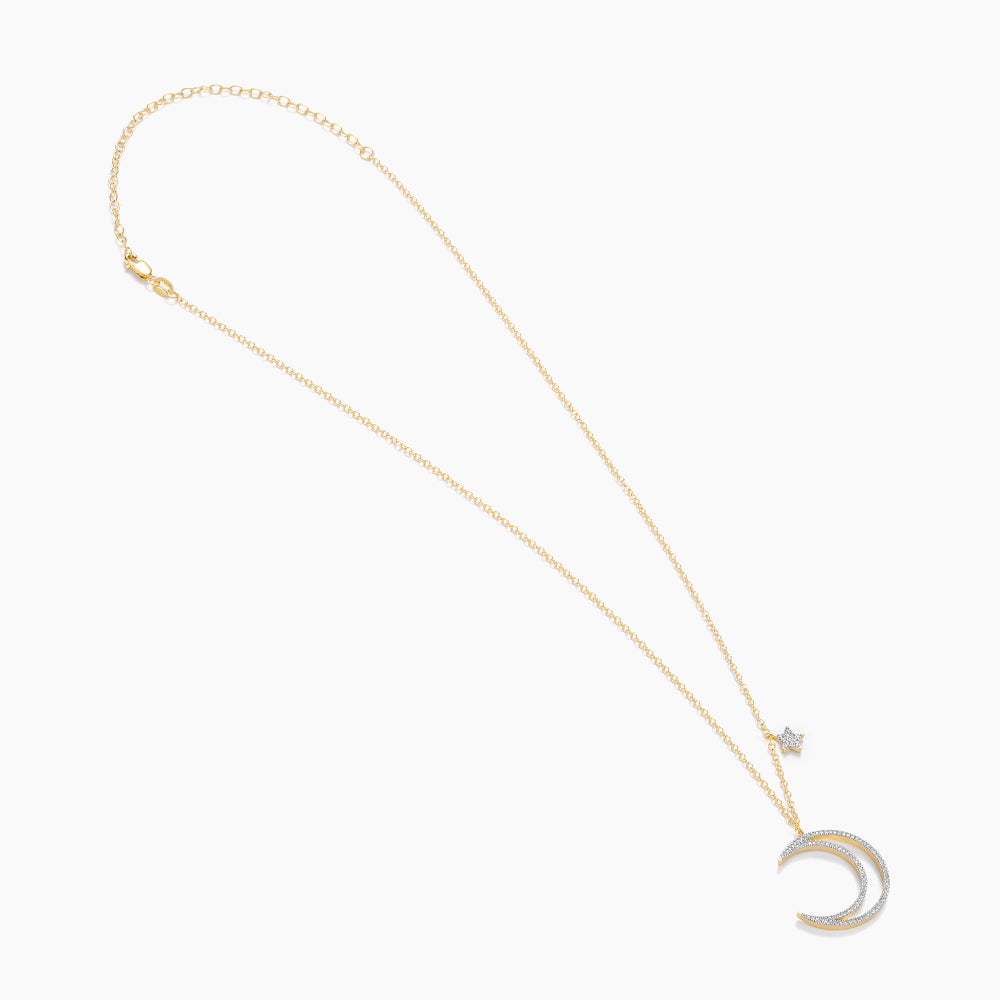 ES Crescent Moon & Star Pendant Necklace