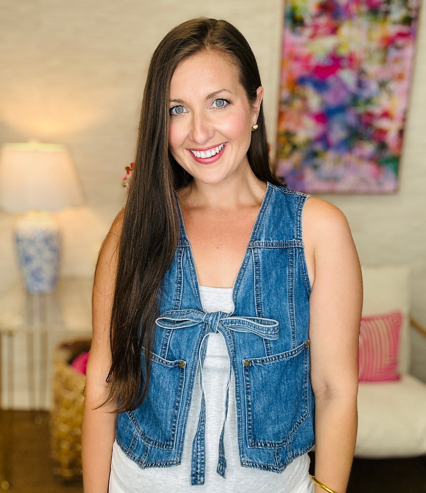 The Tie Denim Vest