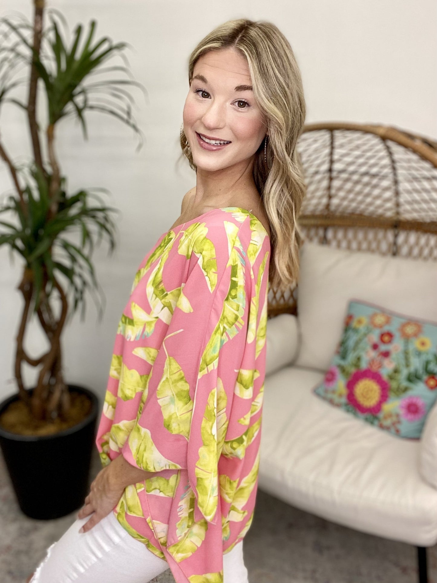 The Coral Palm One Shoulder Top