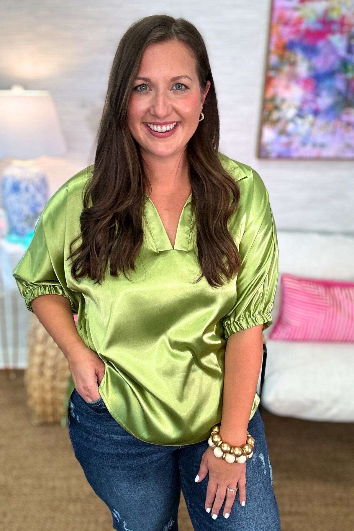 The Solid Satin Sloan Top-4 Colors