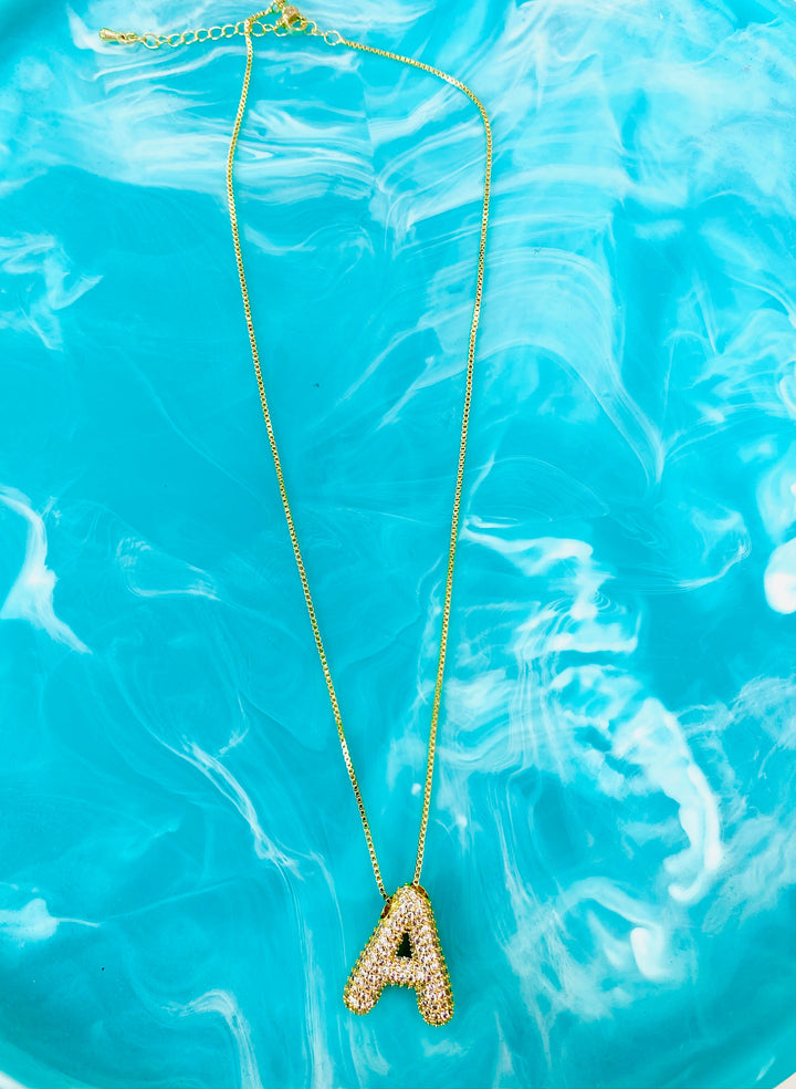 The New Crystal Bubble Initial Necklace