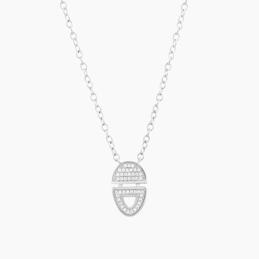 ES Half-Full Oval Pendant Necklace
