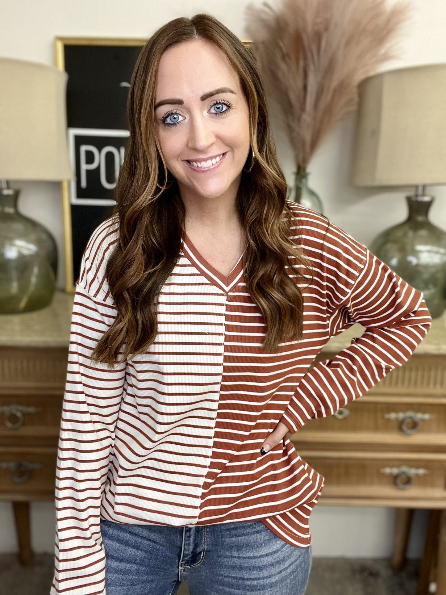 The Split Stripe Top-2 Colors/AS