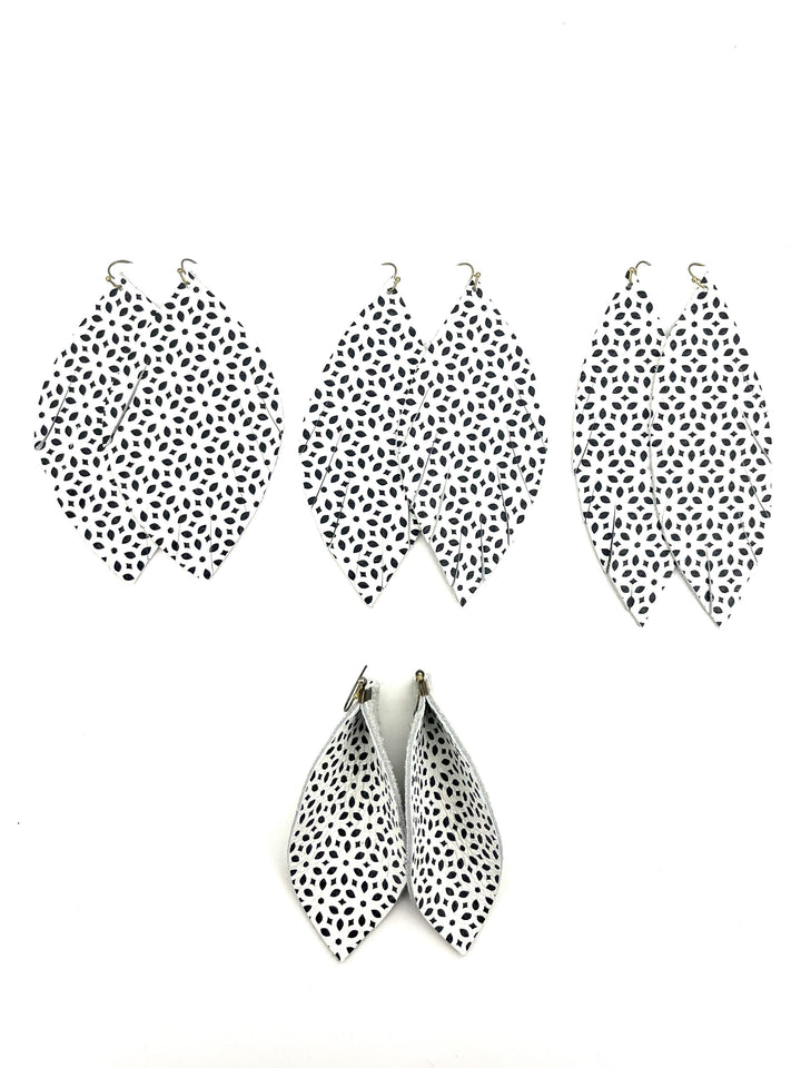 The Black on White Leather Earrings