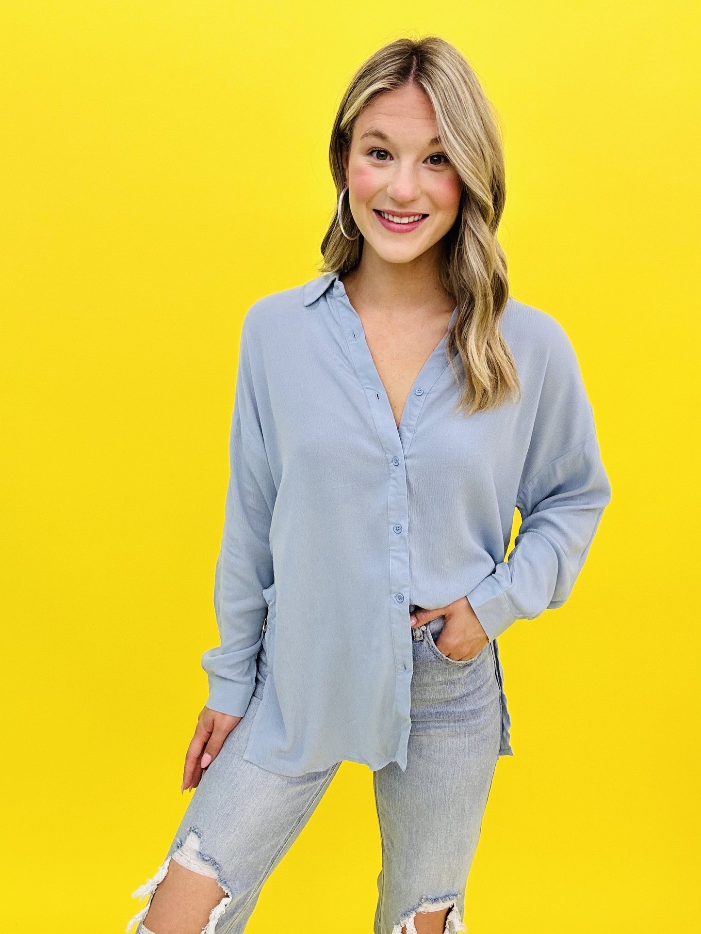 The Rally Button Top in 3 Colors/AS