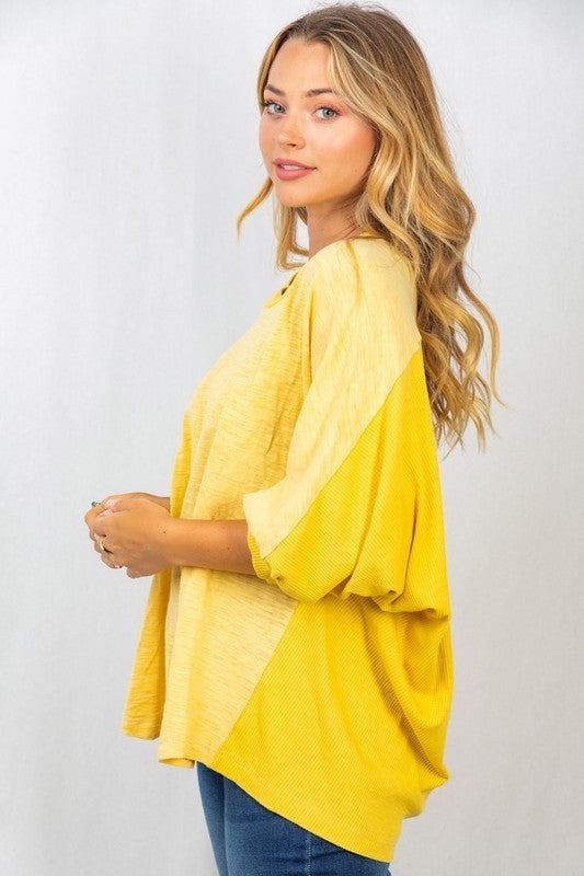 The Mixed Media Top in Yellow