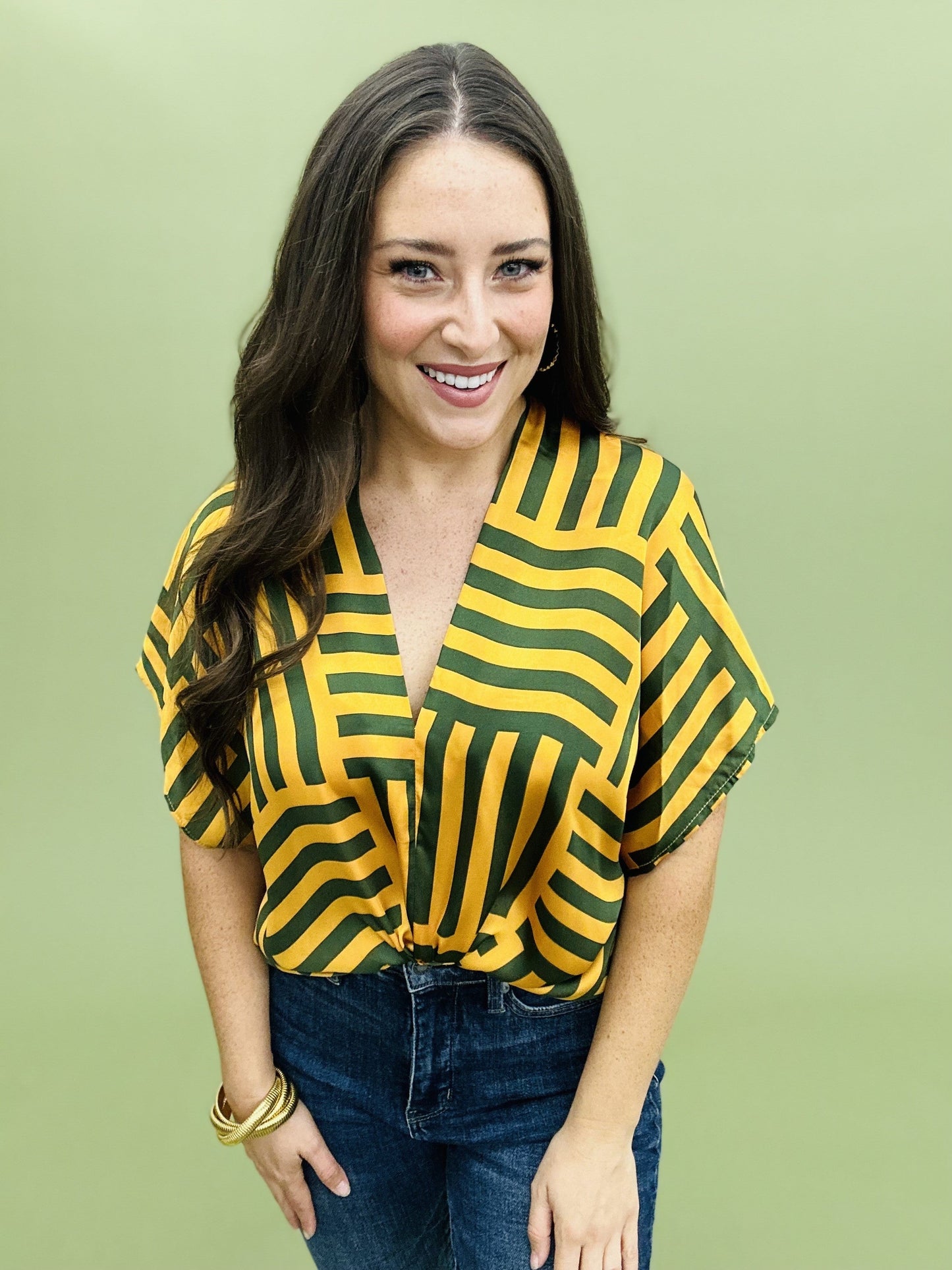The Baylor Stripe V Top - AS
