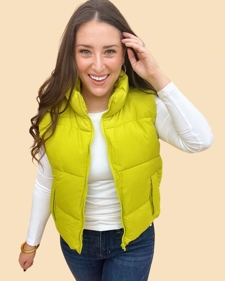 The Puff Vest in Avocado/AS