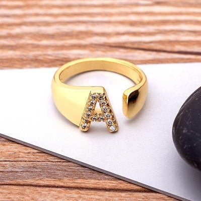 Dainty Crystal Initial Ring