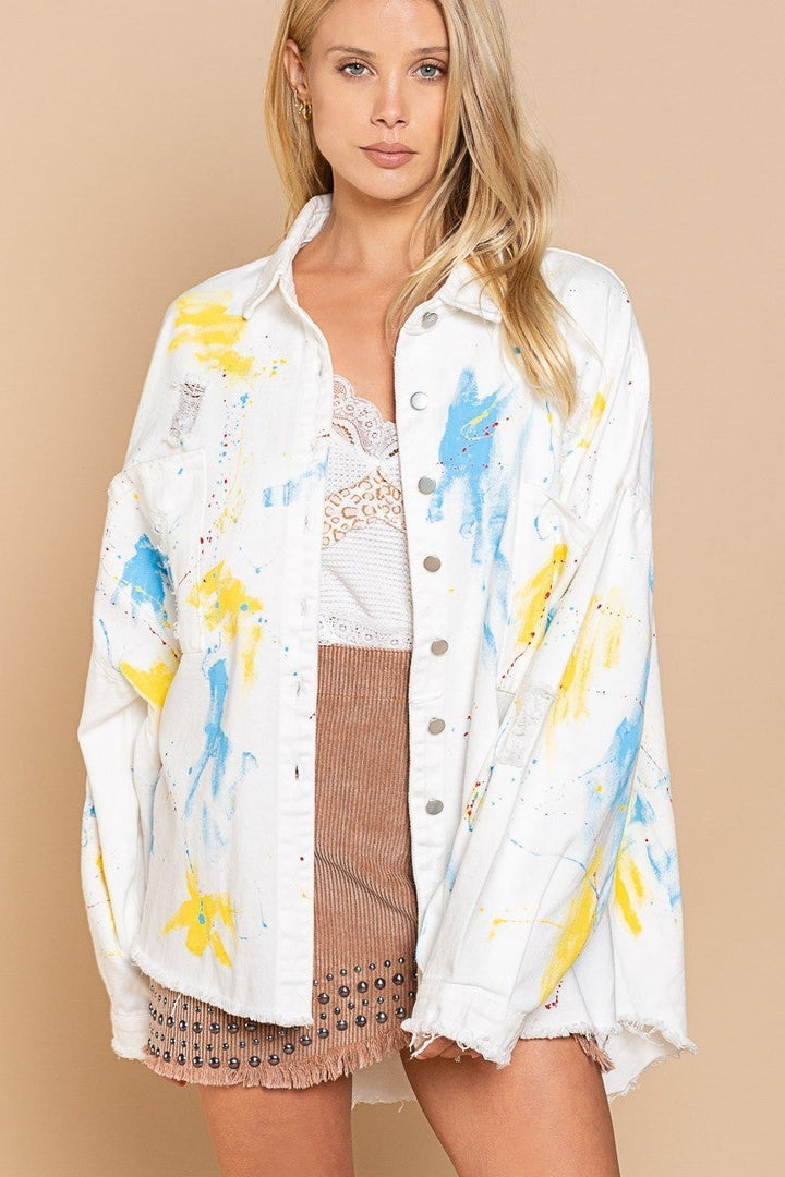 The Splatter Shacket in Ivory
