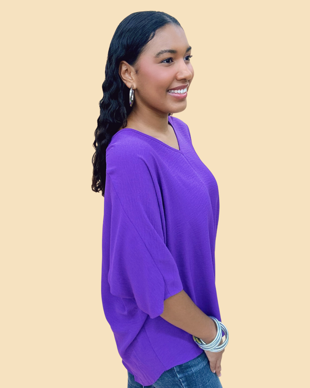 The Solid Adrienne Poncho Top - LOTS/AS