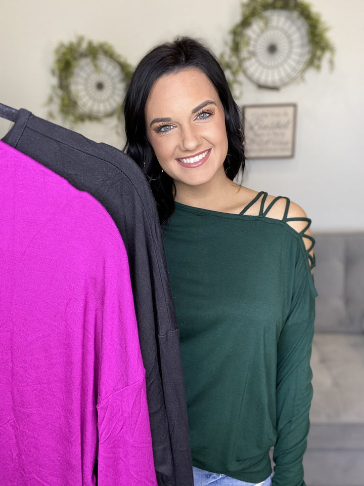 Strappy Shoulder Dolman in 3 Colors-All Sizes