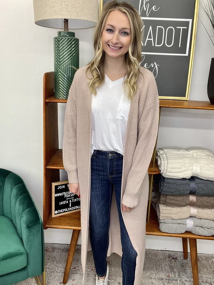Running On Coffee Long Knit Cardigan