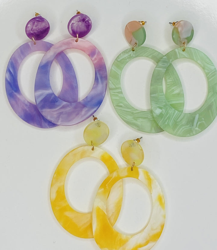 The Marbled Ring Earrings-3 Colors