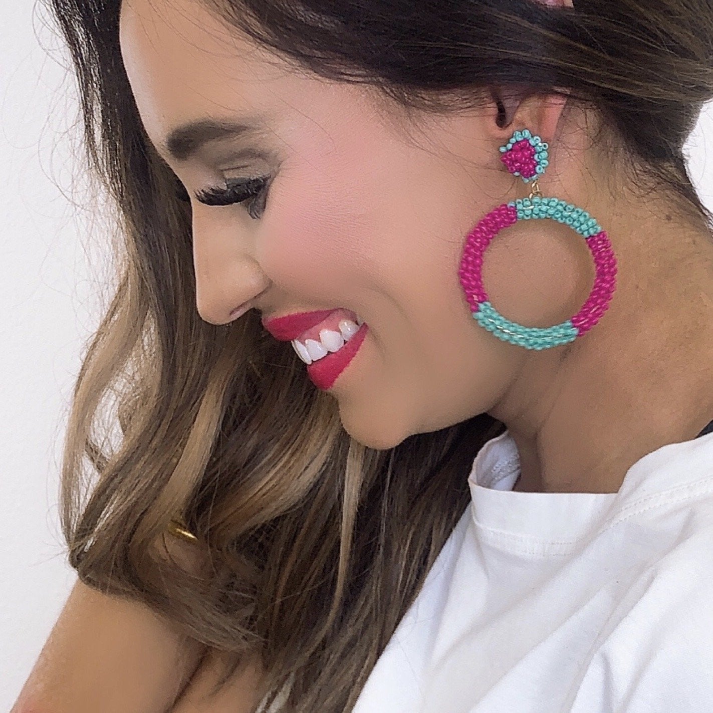 The Aster Hoops in Pink