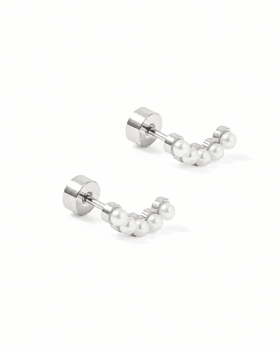 Screwback Stud Earrings - Abigail Pearl Silver