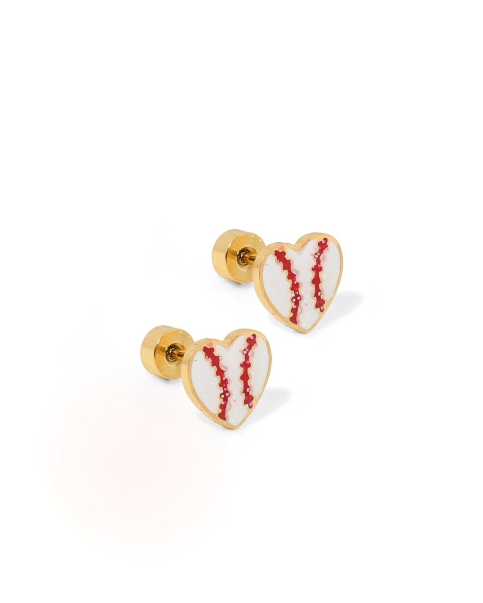 Screwback Stud Earrings - Baseball Gold