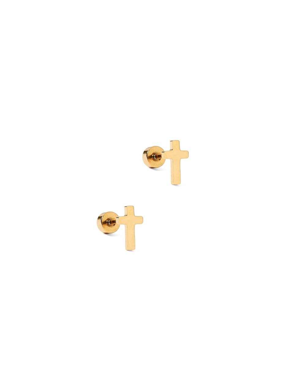 Screwback Stud Earrings - Catherine Cross Gold