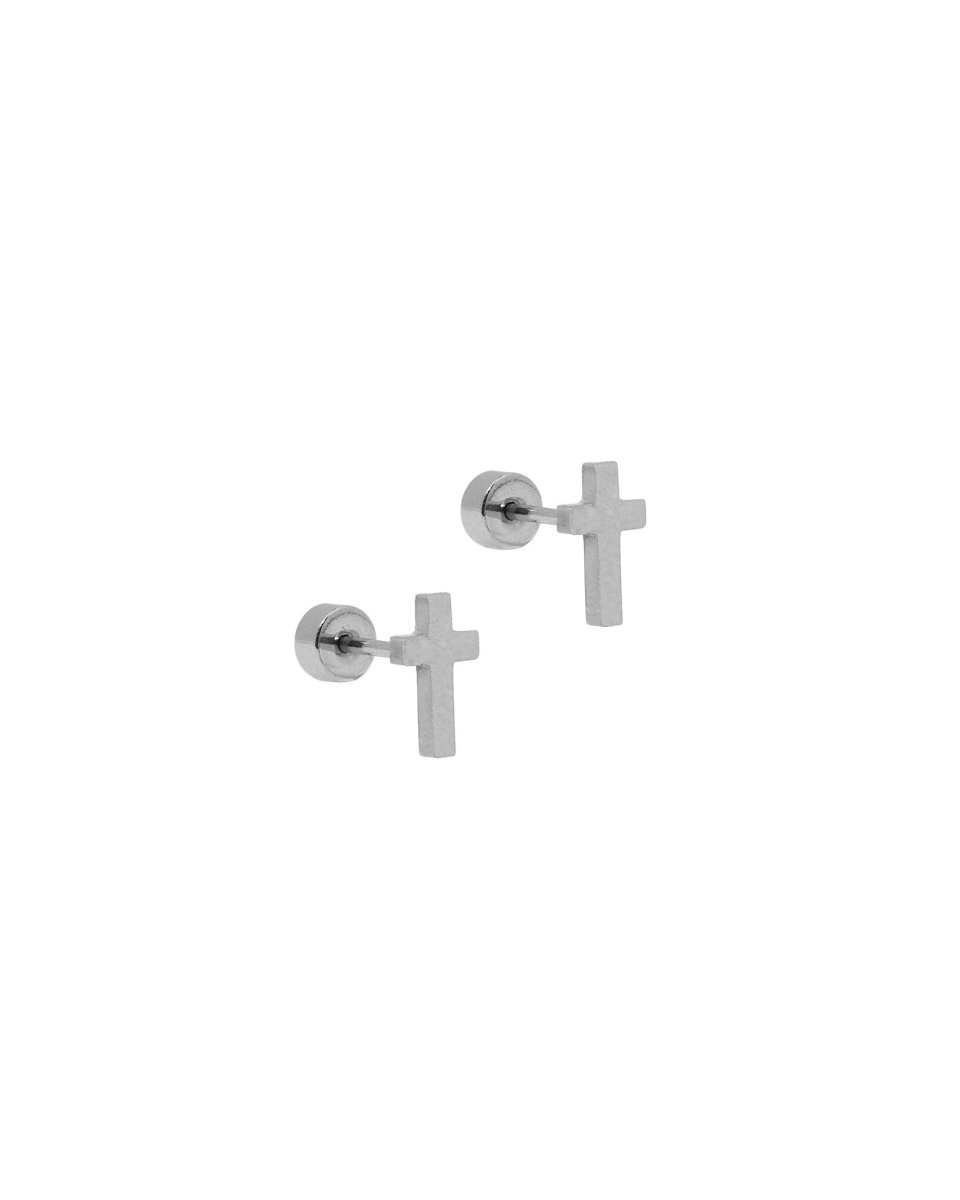 Screwback Stud Earrings - Catherine Cross Silver