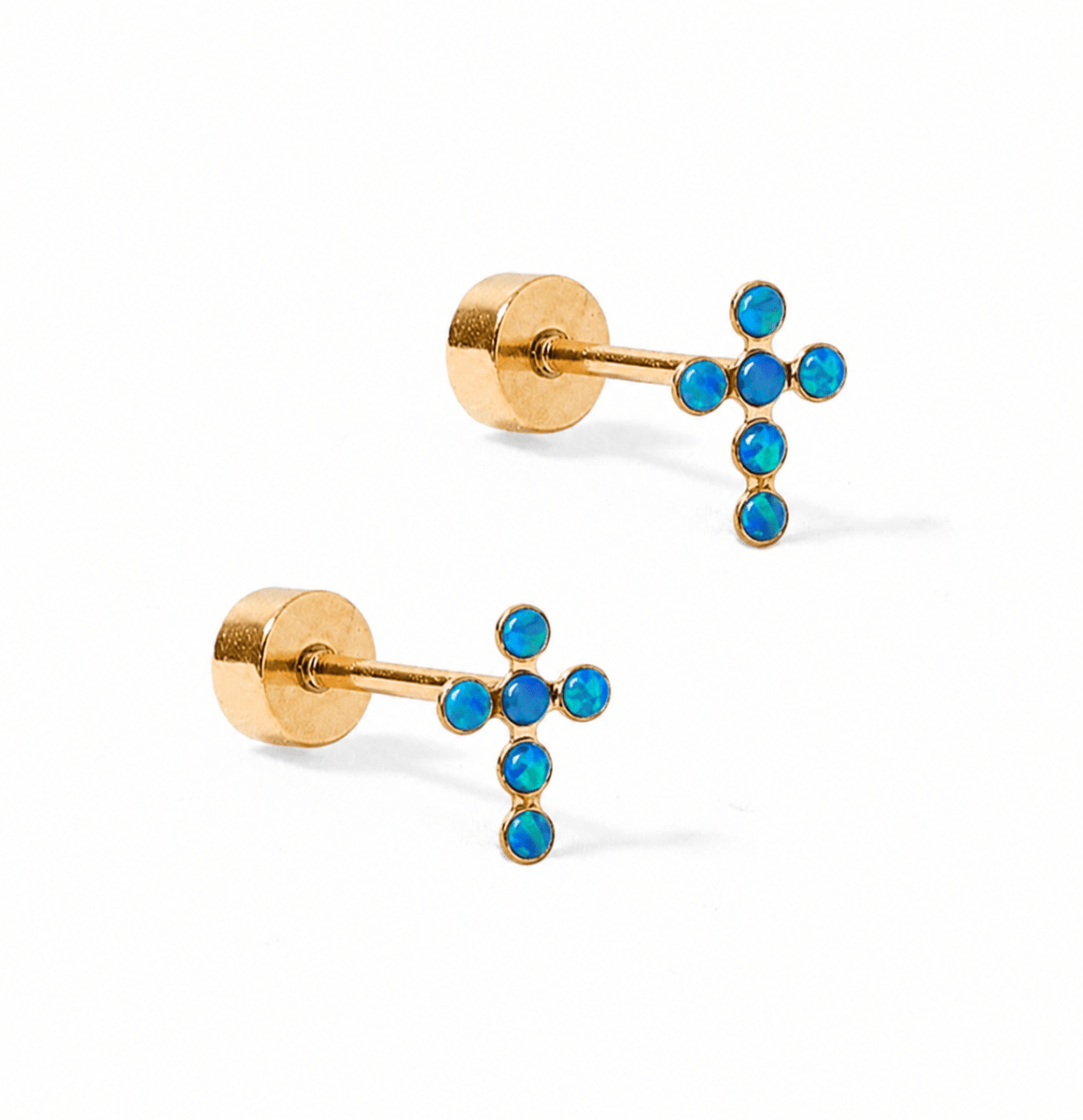 Screwback Stud Earrings - Clara Cross Abalone Shell