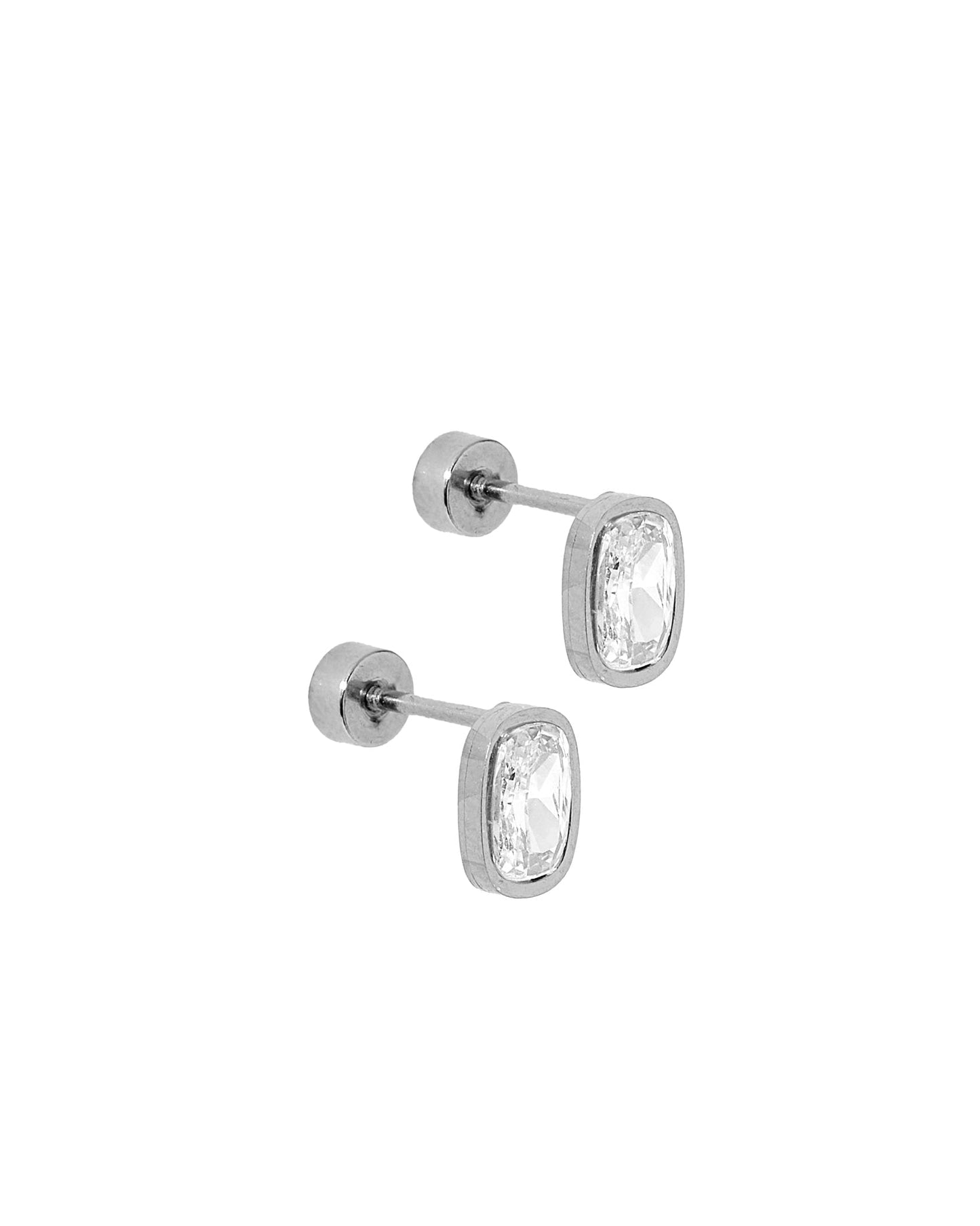 Screwback Stud Earrings - Kay Clear Silver