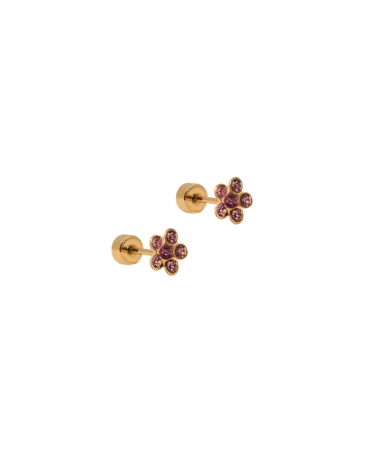Screwback Stud Earrings - Lyla Flower Pink