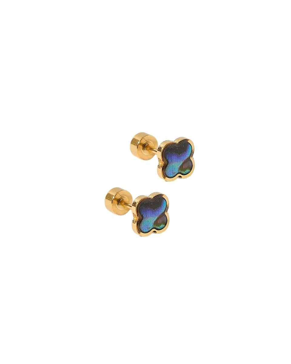 Screwback Stud Earrings - Midnight Clover