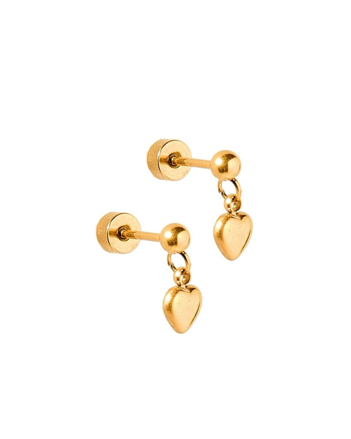 Screwback Stud Earrings - Millie Heart Gold