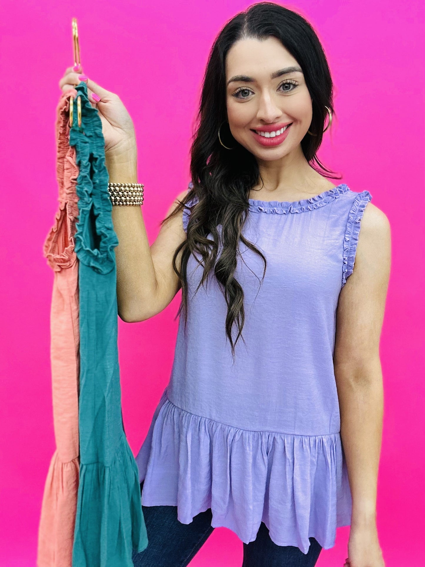 The Frilled Peplum Top in 3 Colors/AS