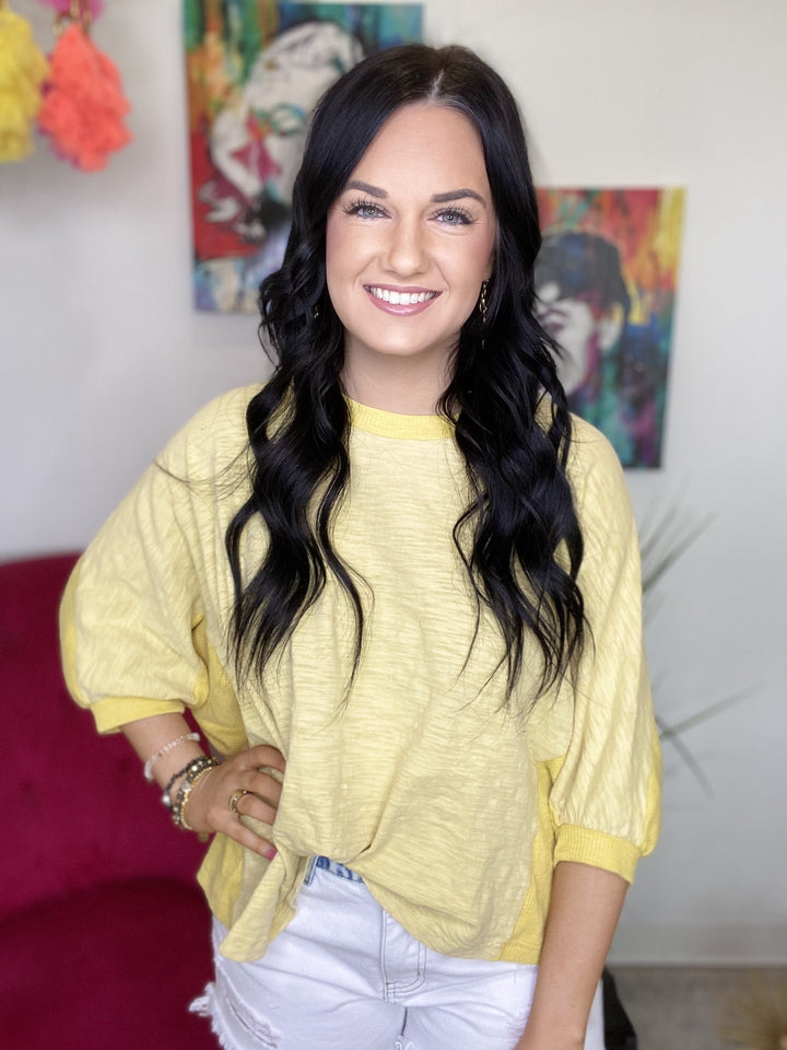 The Mixed Media Top in Yellow