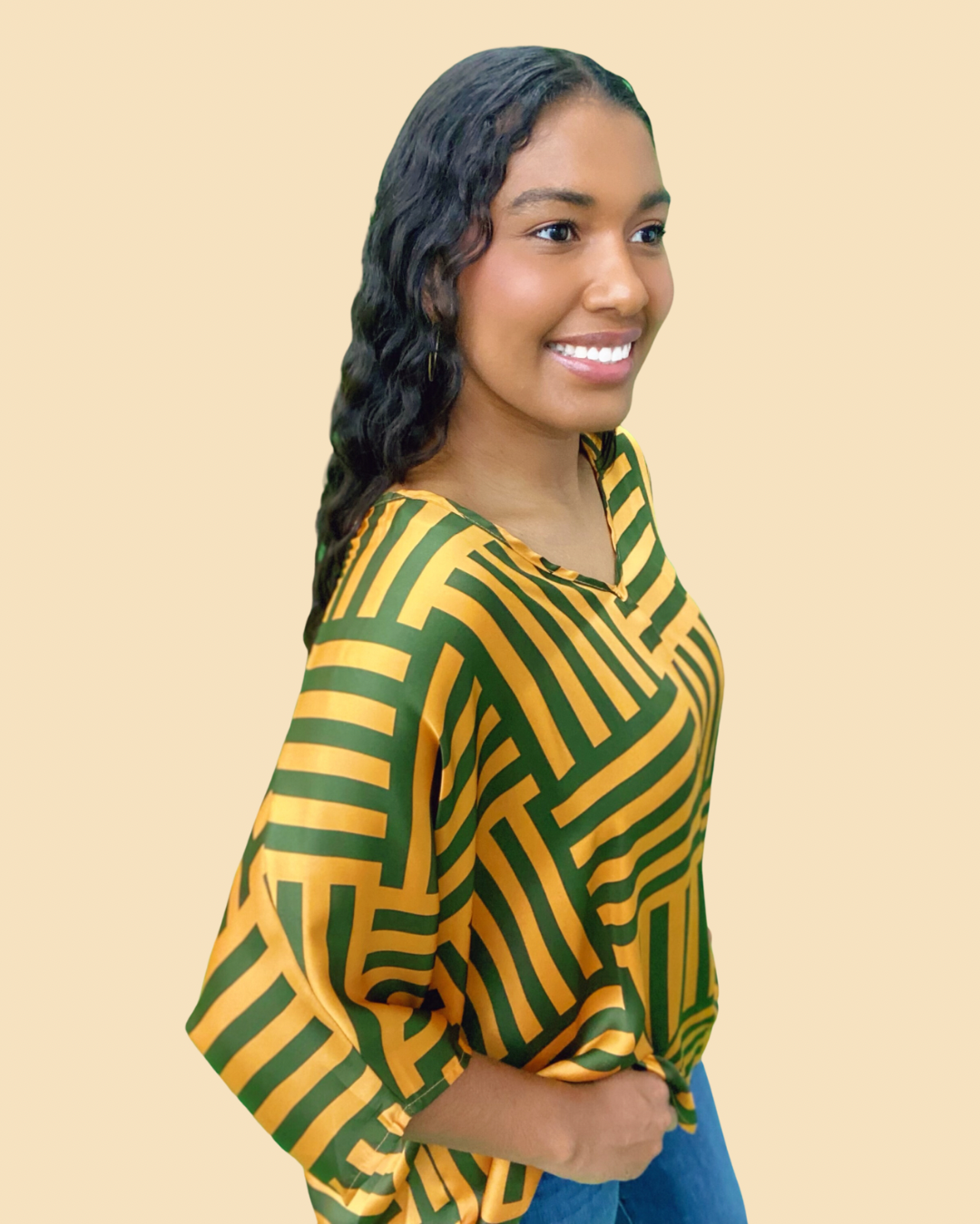 The Baylor Stripe Poncho Top - AS