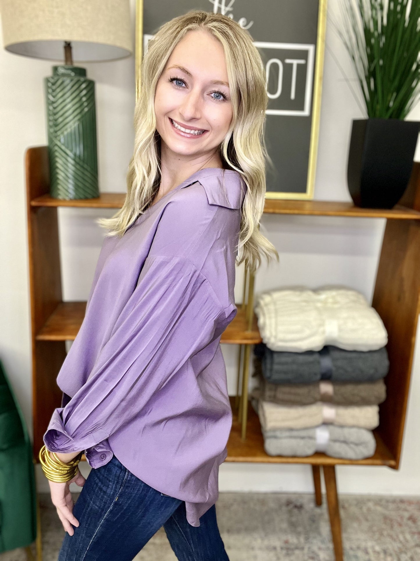 Loose Satin Mulberry Blouse