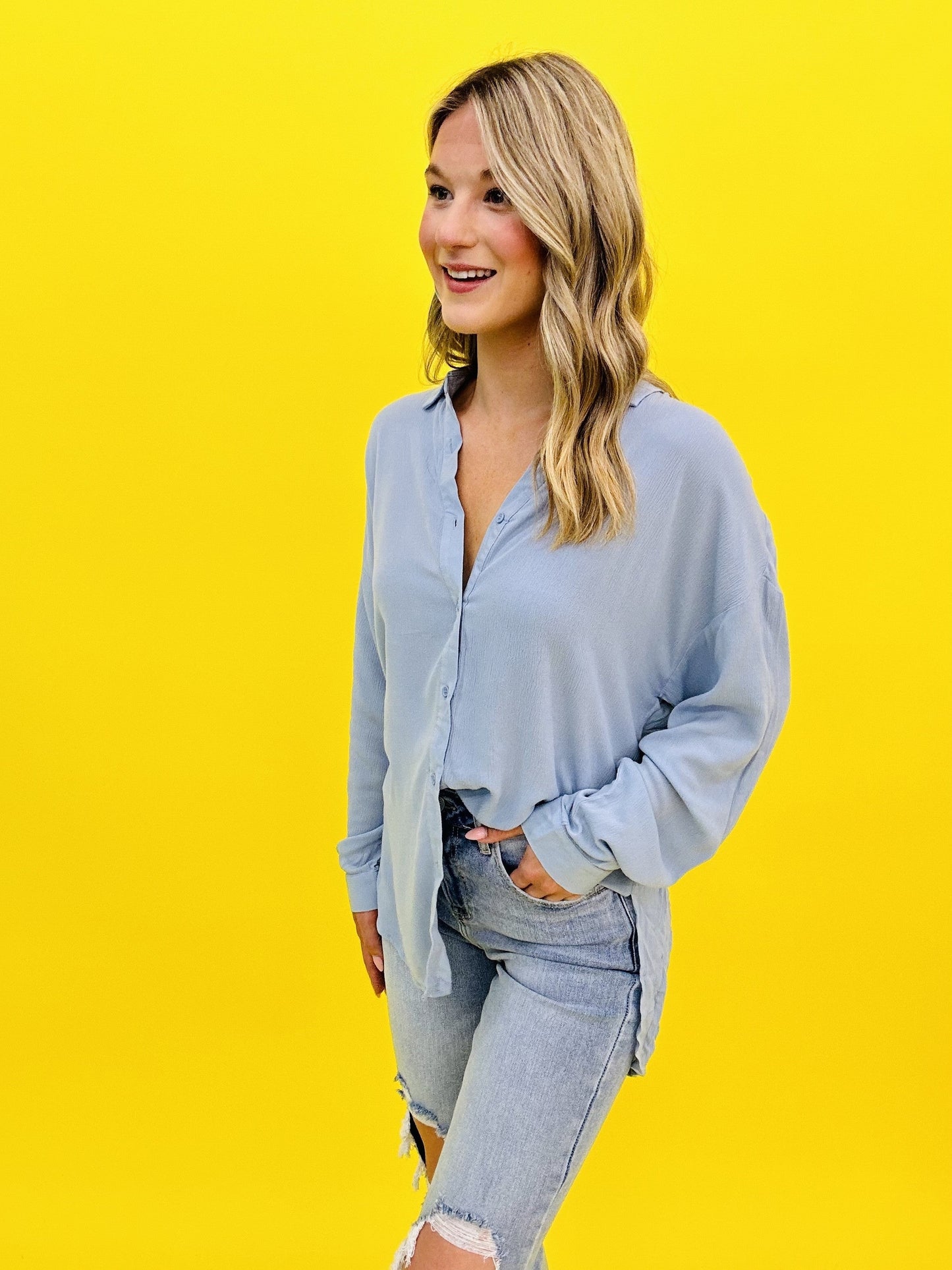 The Rally Button Top in 3 Colors/AS
