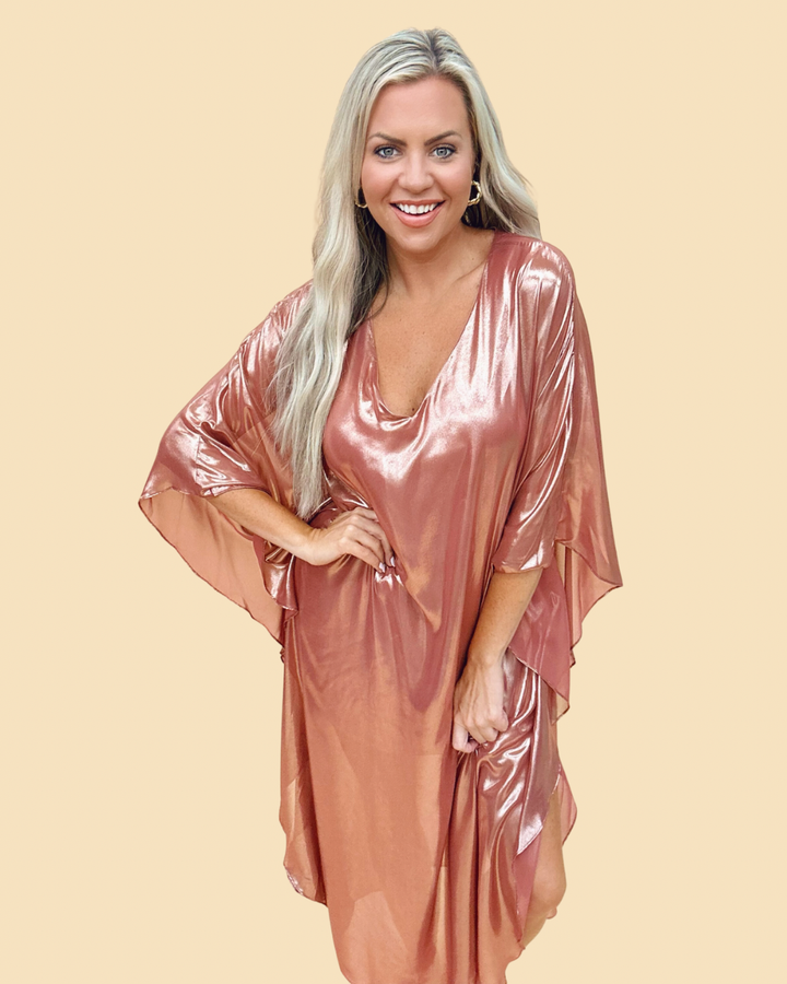 The Terracotta Shimmer Celine Dress - AS