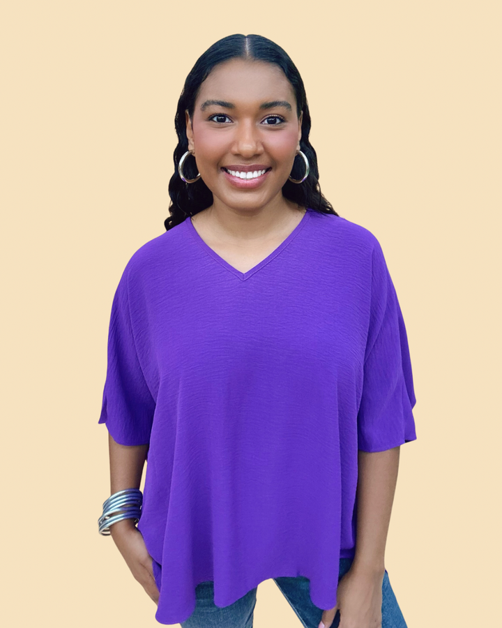 The Solid Adrienne Poncho Top - LOTS/AS
