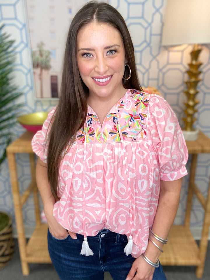 The Pink Embroidered Top