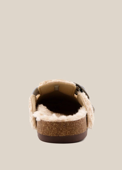 The Teagan Clogs in Taupe Fur