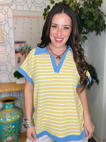 The Honey Knit Colorblock Collar Top- 2 Colors