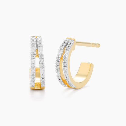 ES Double Bar Huggie Earrings