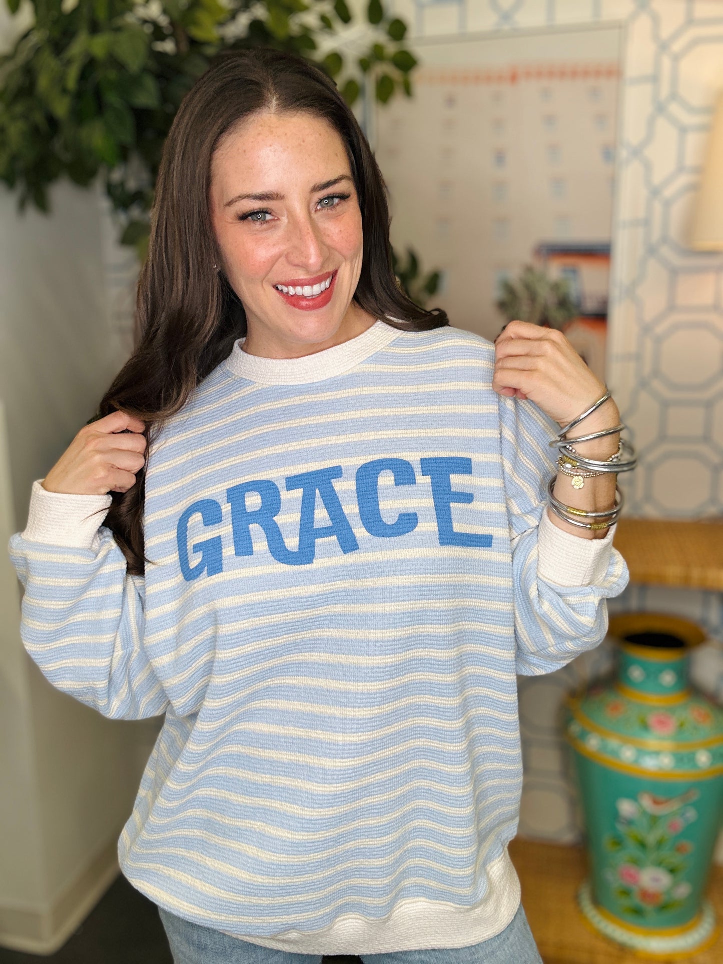 The Honey Knit Striped Grace Pullover